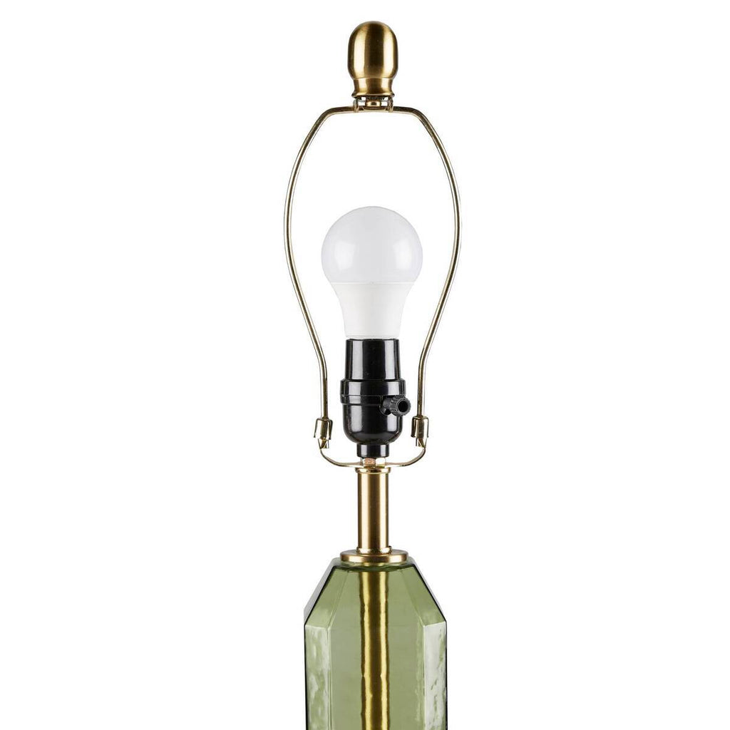 Faceted Green Glass Table Lamp Green See below