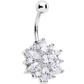 Clear Gem Glittering Flower in Bloom Bottom Mount Belly Ring