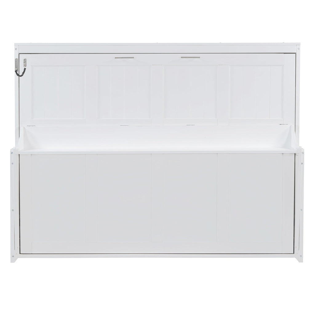 Queen Size Murphy Bed with Hydraulic Lift & Desk Design, White(OLD SKU: N820S00033K)