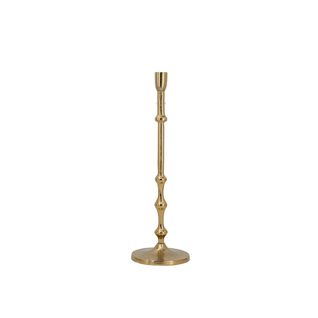 4.5x15.5' Slender Aluminum Taper Candle Holder with Bead Accents, Bronze