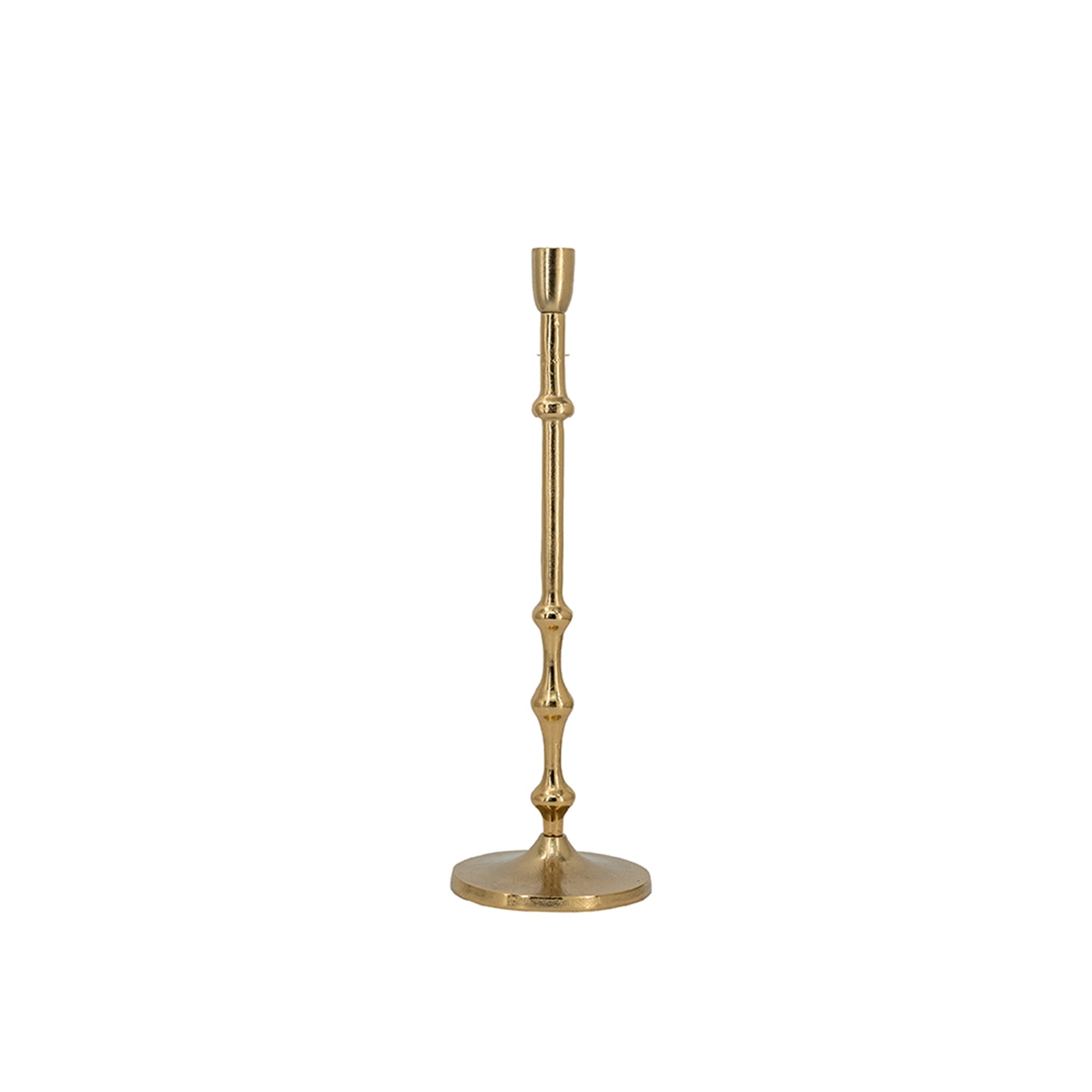 4.5x15.5' Slender Aluminum Taper Candle Holder with Bead Accents, Bronze