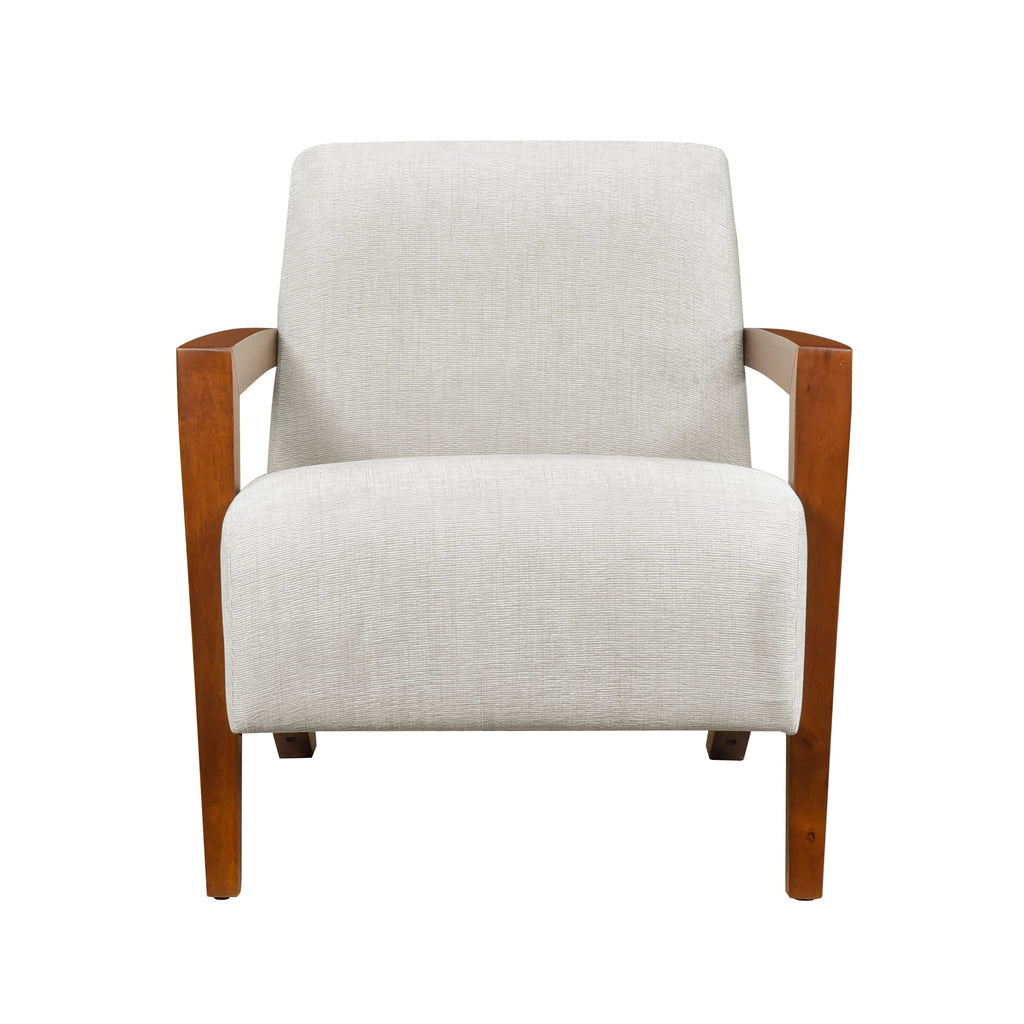 Ultra-Modern Accent Chair Beige Fabric Foam Seat Cushion Solid Wood Luxury Living Room Furniture 1pc