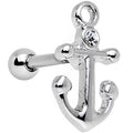 16G 1/4 Clear Gem Settle Down Anchor Cartilage Earring
