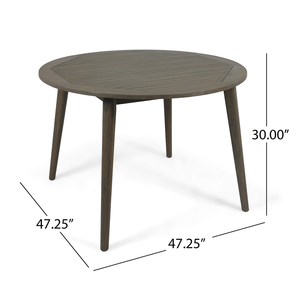 STAMFORD 47 Outdoor Dining Table Modern Design Grey Acacia Wood 47.25 inches