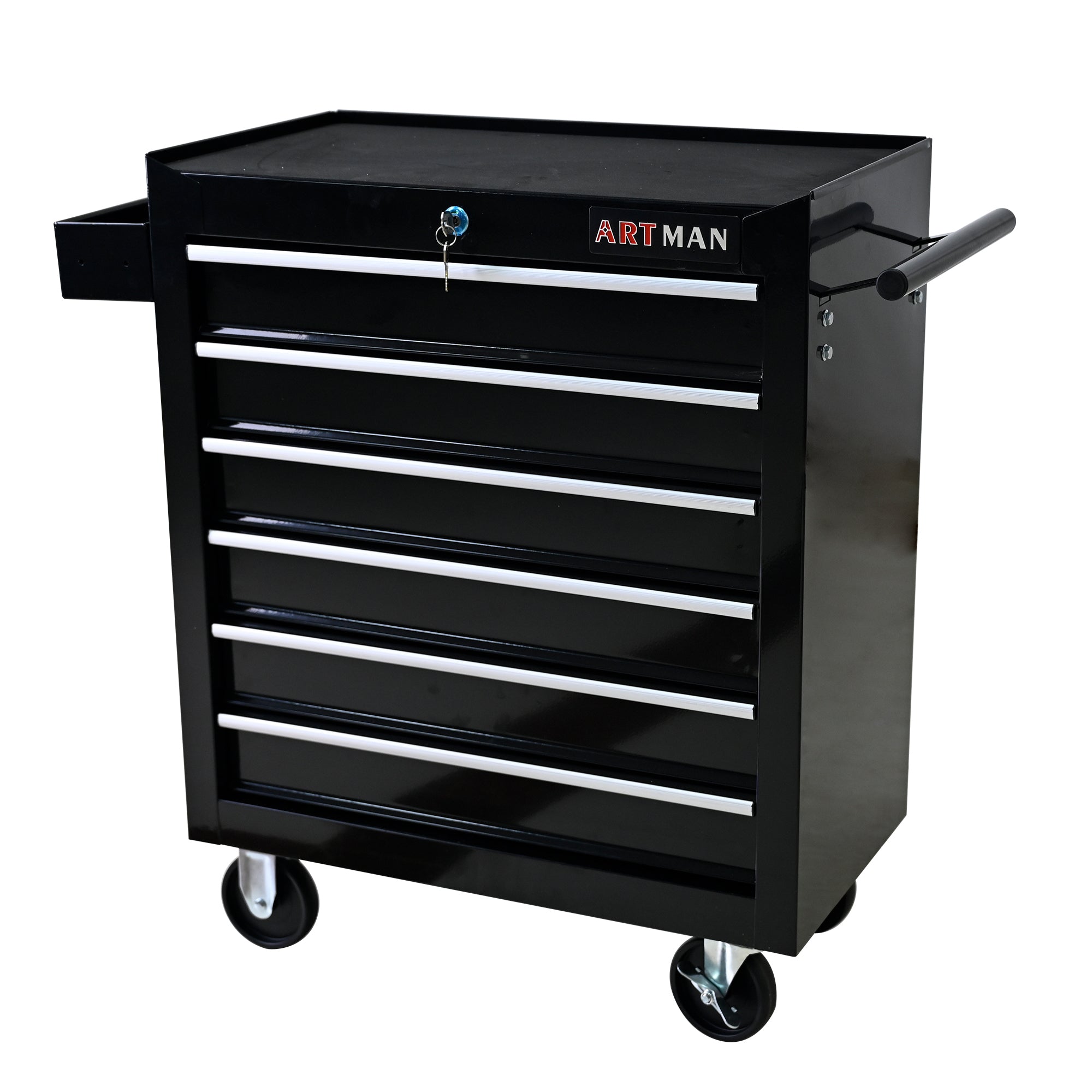 Rolling Tool Chest, 6-Drawer Tool Box with Wheels, Heavy Duty Industrial Service Cart Storage Organizer with Locking System, Rolling Tool Box Organizer Tool Case for Garage, Repair Shop - Black