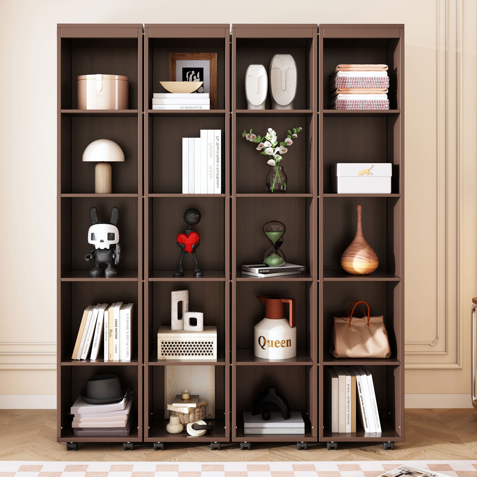Queen Murphy Bed Wall Bed with Storage Doors, Espresso