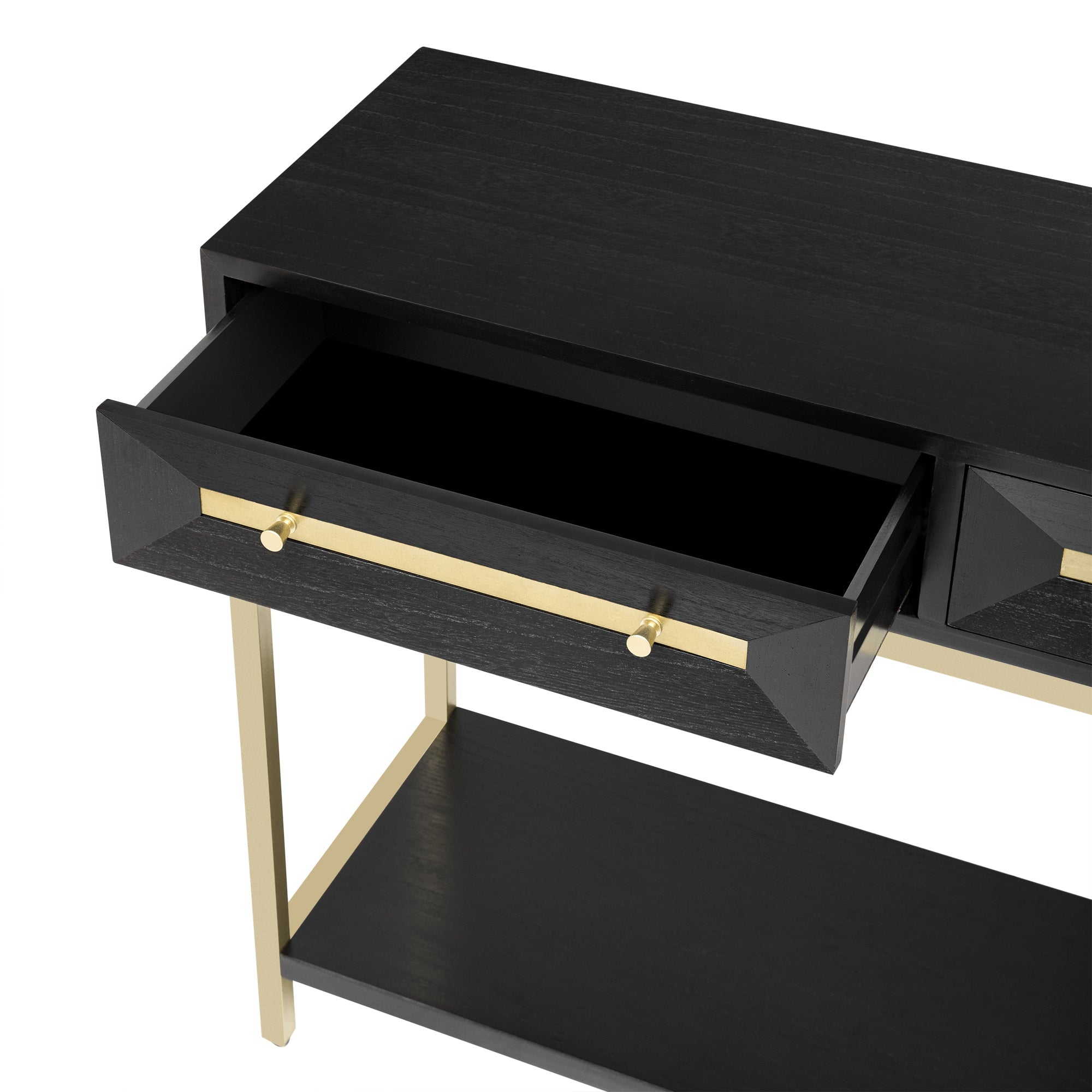 TREXM Entryway Table, Console Table with Two Drawers, Retro Hallway Table with Striking Geometric Design for Entryway and Living Room (Black)