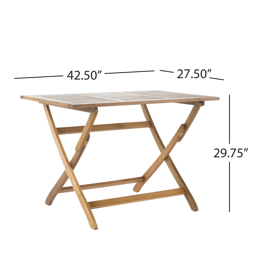 Blissique 43.5' Outdoor Foldable Wood Dining Table with Slat Design, Natural