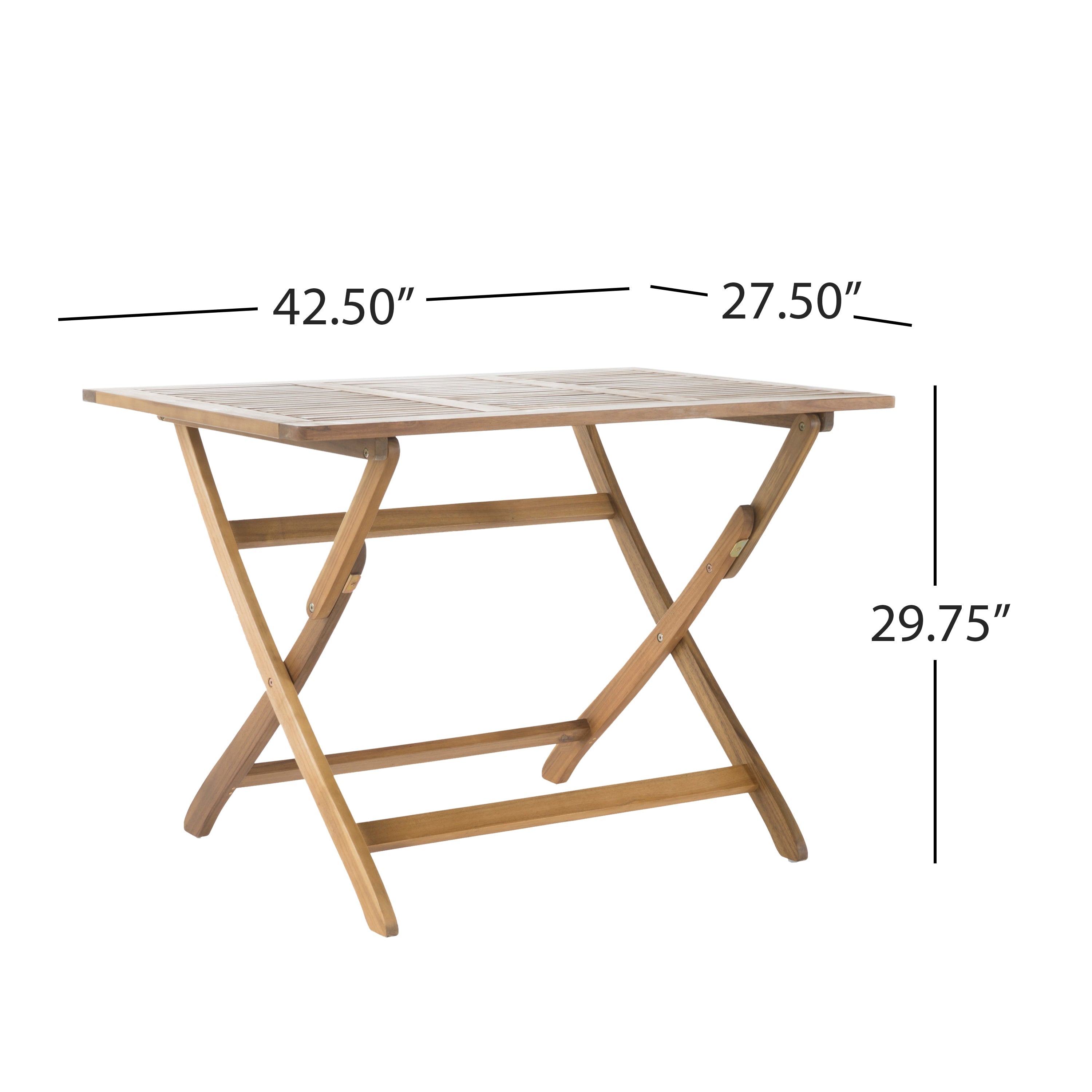 Blissique 43.5' Outdoor Foldable Wood Dining Table with Slat Design, Natural