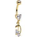 Clear Gem Gold Anodized Life is  Pair of Cherries Dangle Belly Ring