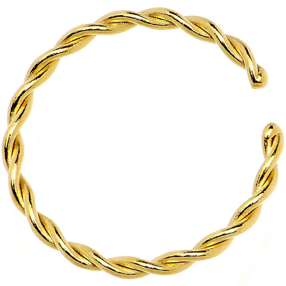 18G 3/8 Gold IP Annealed Steel Seamless Braided Circular Ring