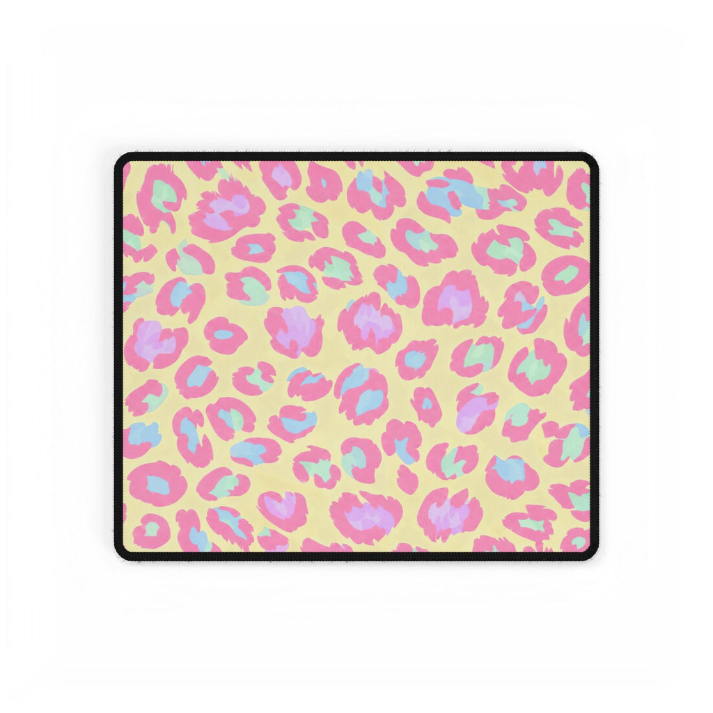 Pastel Leopard Print Desk Mat | Pink Yellow Blue