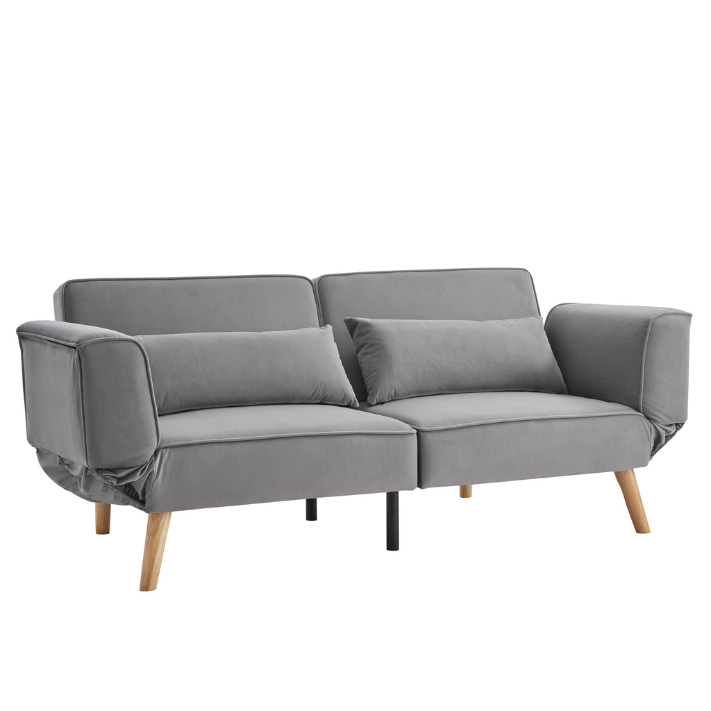 72.8'' Futon Sofa Bed, Sleeper Sofa, Small Couch with Adjustable Armrests, Adjustable Recliner Sleeper Sofa Bed for Living Room, Bedroom, Apartment, Gray