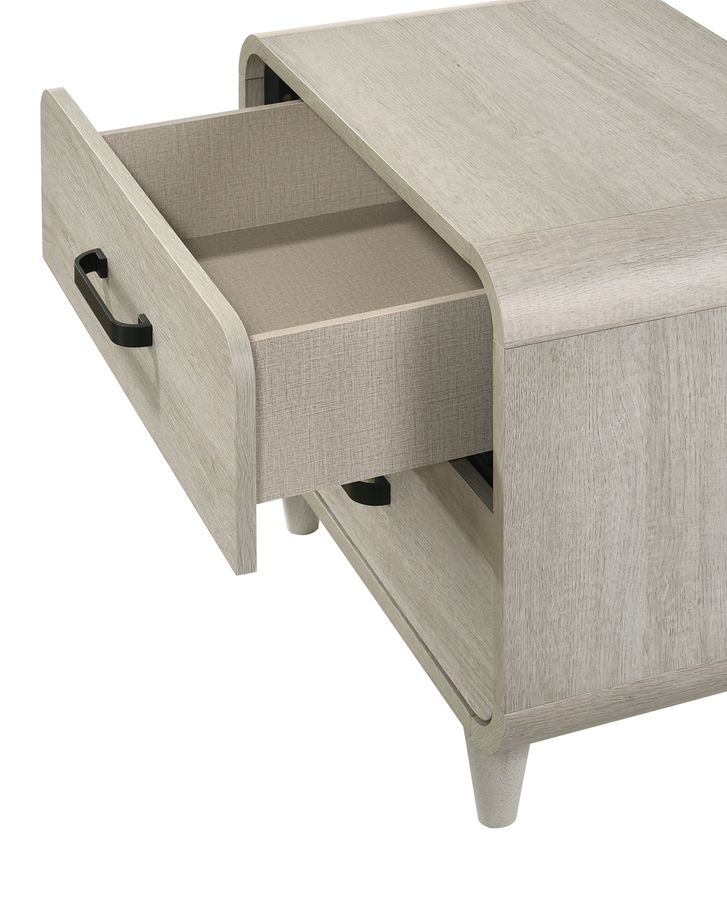 1pc Contemporary Style Two Drawers Nightstand Solid Wood  Unique White Finish Bedroom Furniture
