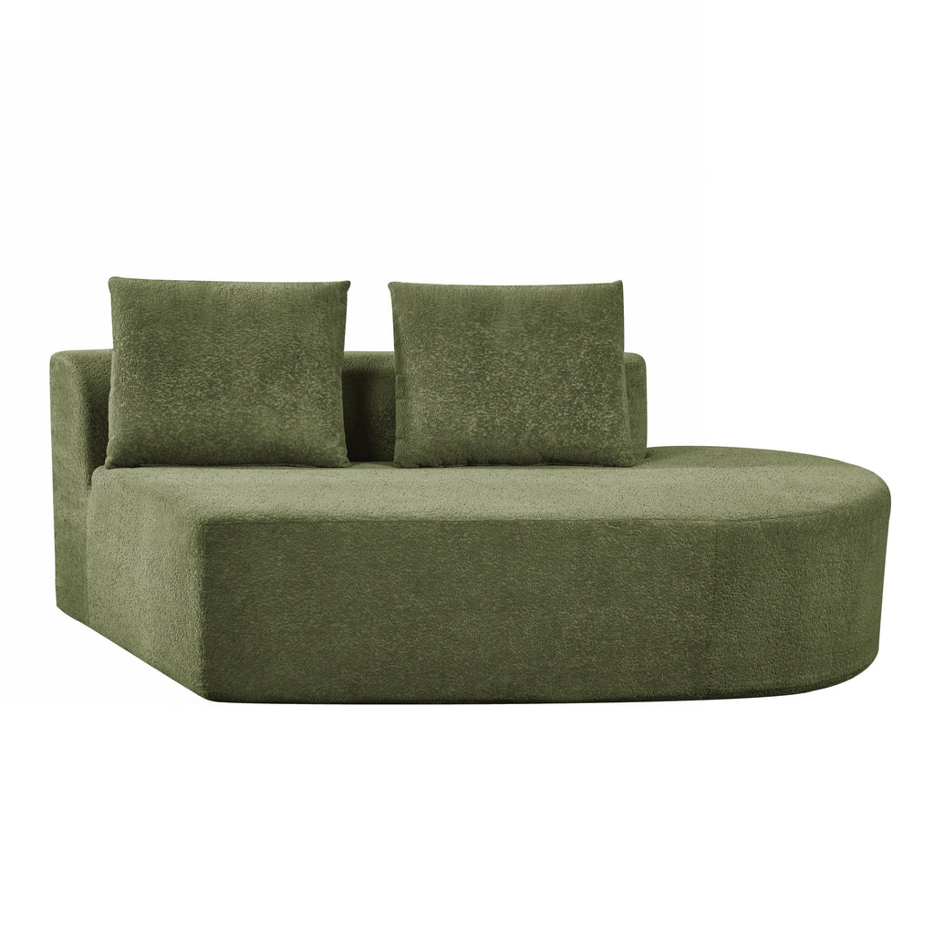 116' Modern Curved Sectional Sofa with High-Density Fully Compressed Sponge and Chaise Lounge, Pearl Upholstery, 2-Piece Set, Fully Assembled Right Hand Facing, Perfect for Living Room, Lounge
