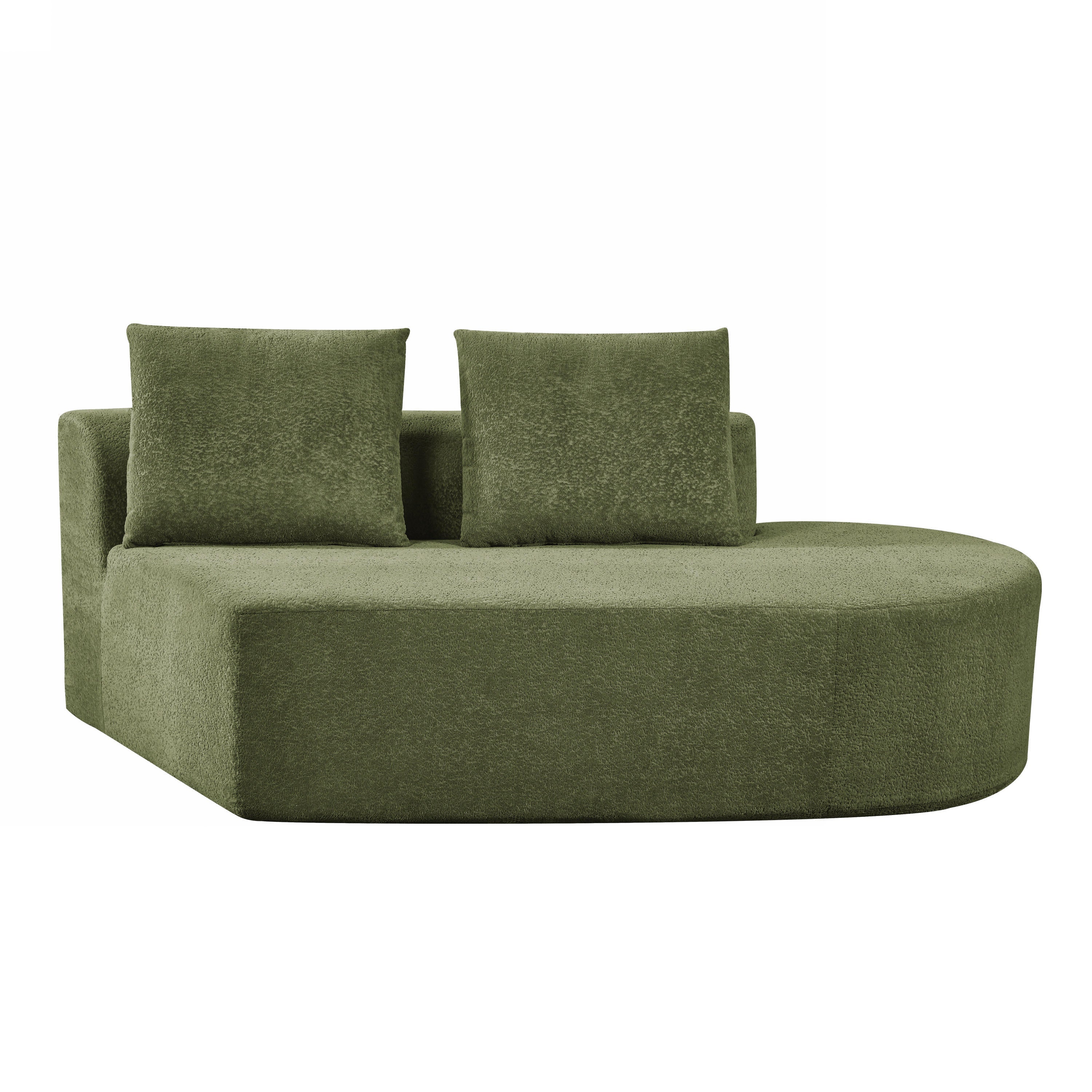 116' Modern Curved Sectional Sofa with High-Density Fully Compressed Sponge and Chaise Lounge, Pearl Upholstery, 2-Piece Set, Fully Assembled Right Hand Facing, Perfect for Living Room, Lounge