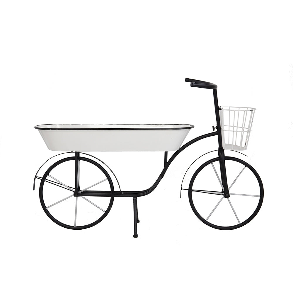 38.5x14.5x25.5' Black and White Bicycle Plant Stand Planter