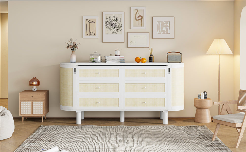 Queen Murphy Bed with Hidden Storage & Modern Woven Design,White