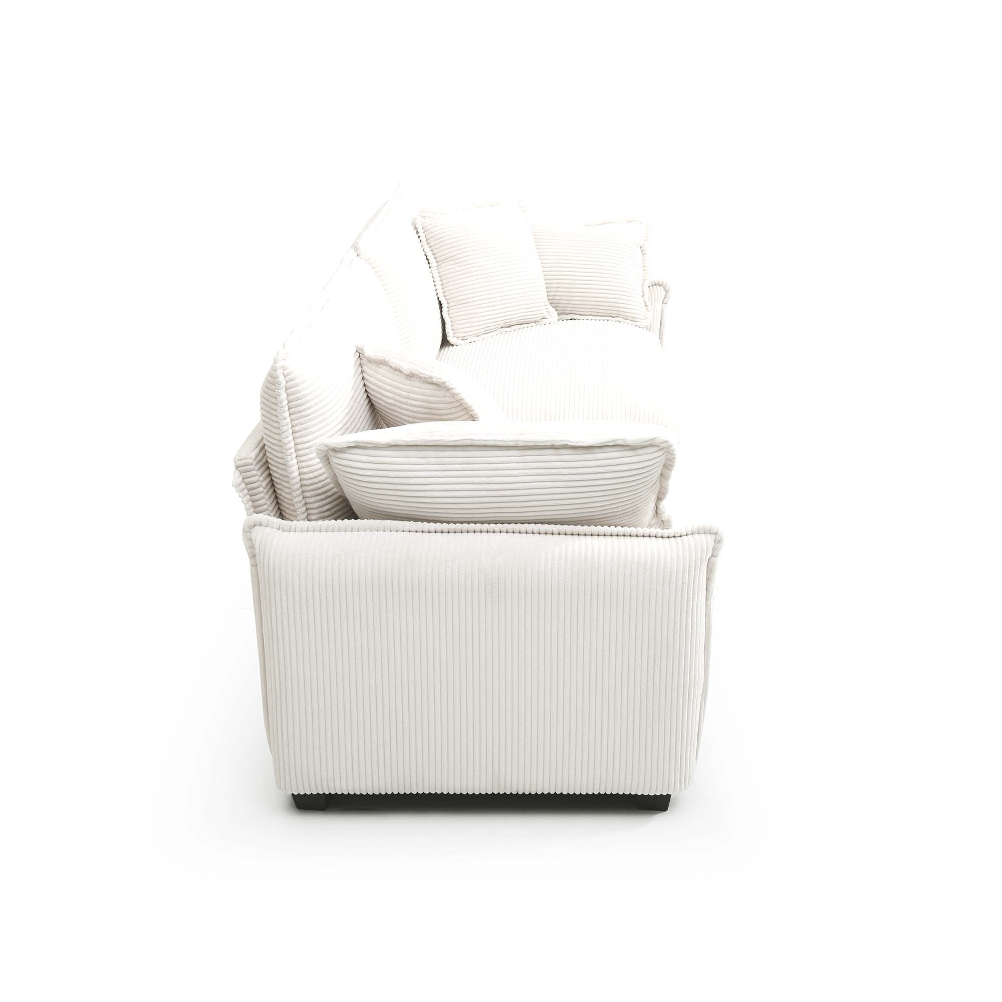 Modern Living Room Sofa 3 Pieces Set, Two 2-Seater Sofas and One 3-Seater Sofas, Upholstery Large Deep Seat Sofa with sofat Cushion and Pillowss, Beige Corduroy