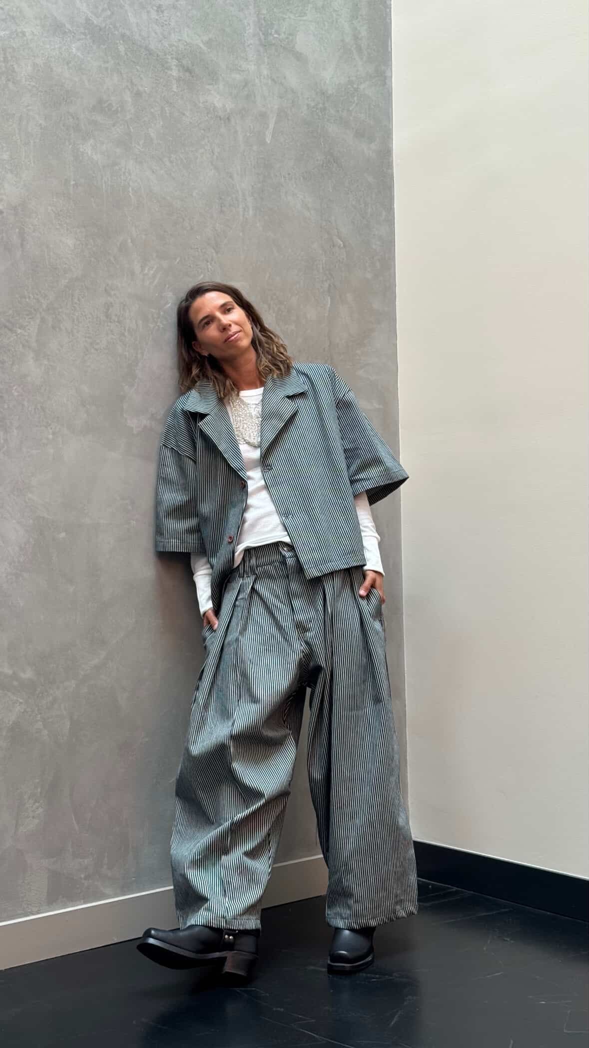 Pin- Stripe Pleated Pant