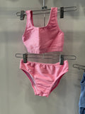 Planet Sea - 2 Pc Pink Ribbed Bikini