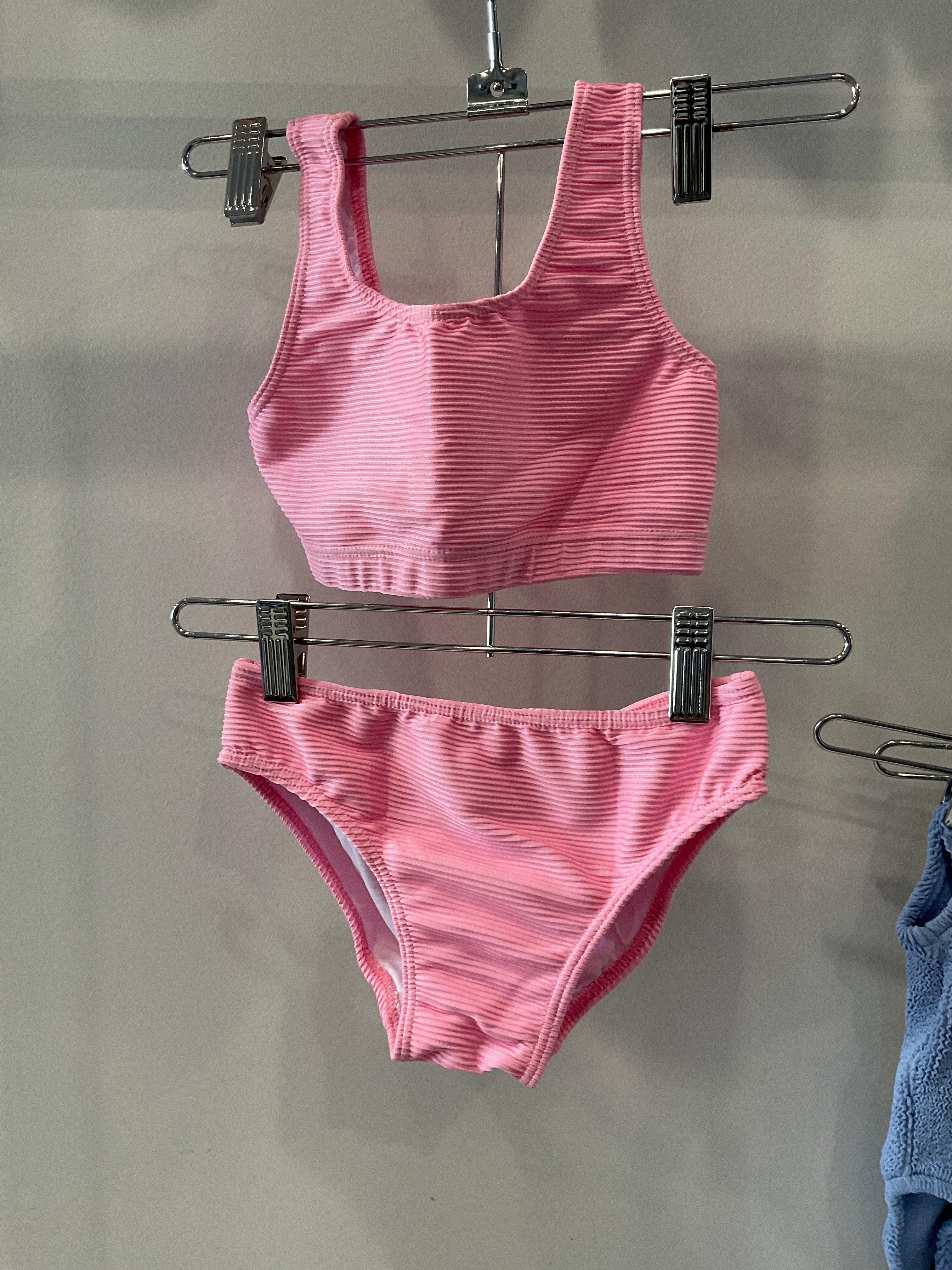 Planet Sea - 2 Pc Pink Ribbed Bikini