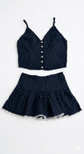 Katie J - Clarke Cami & Mini Skirt Set, Navy White Micro Dots