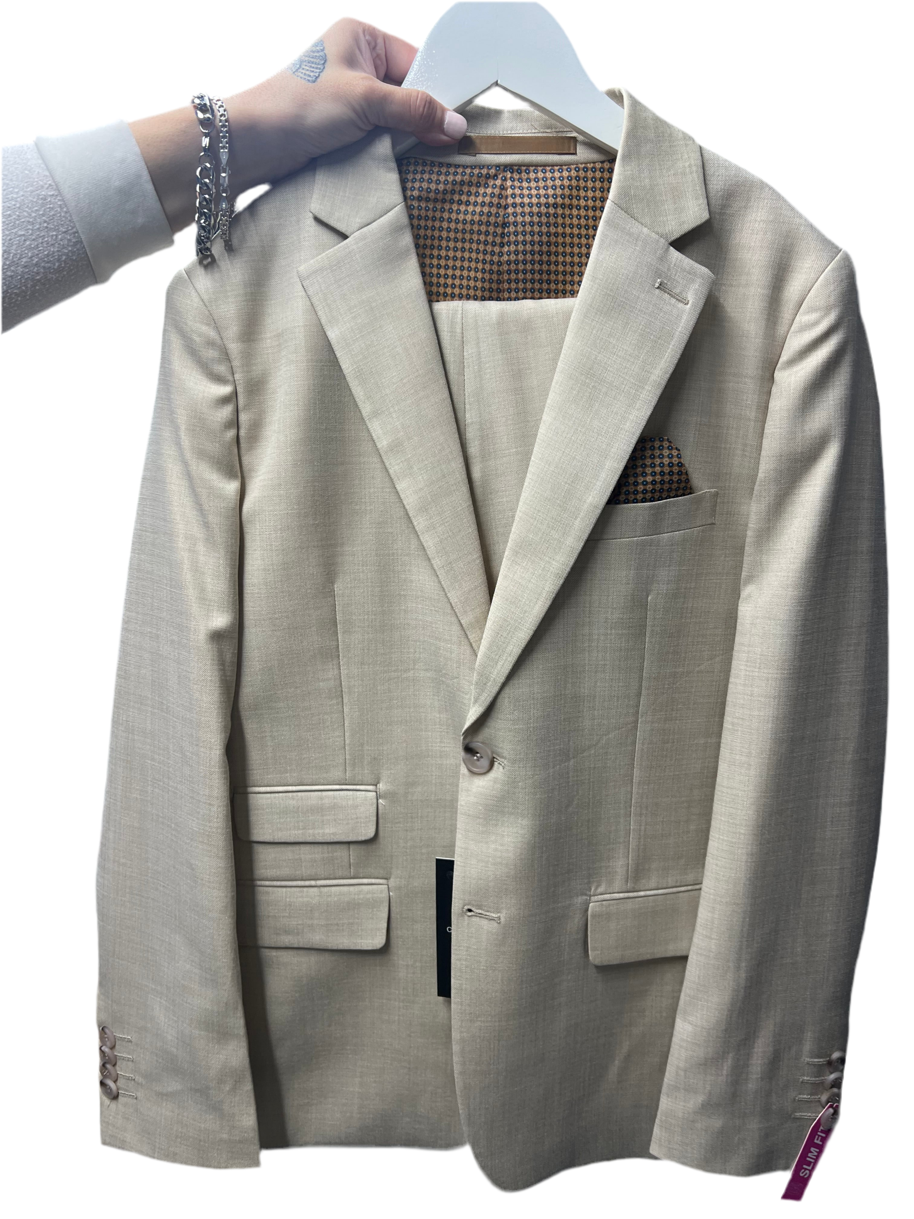 Cloudcloth - Boys Chambray Textured Suit, Sand