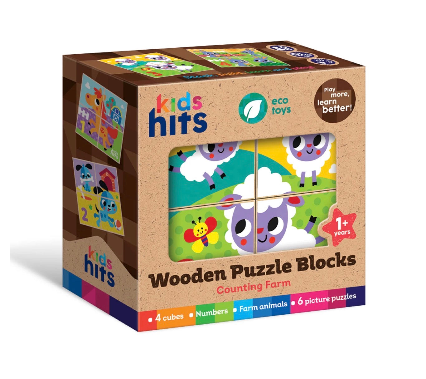 Kids Hits - Wooden Puzzle Blocks Counting Farm