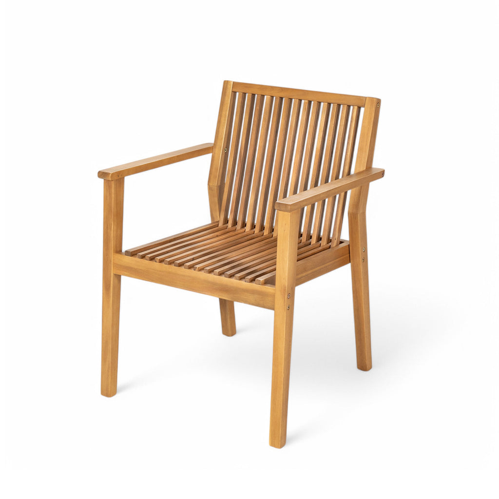 Durable 7 - Piece Patio Furniture Set Acacia Wood Table and 6 Heavy-Duty Cushioned Chairs, Natural
