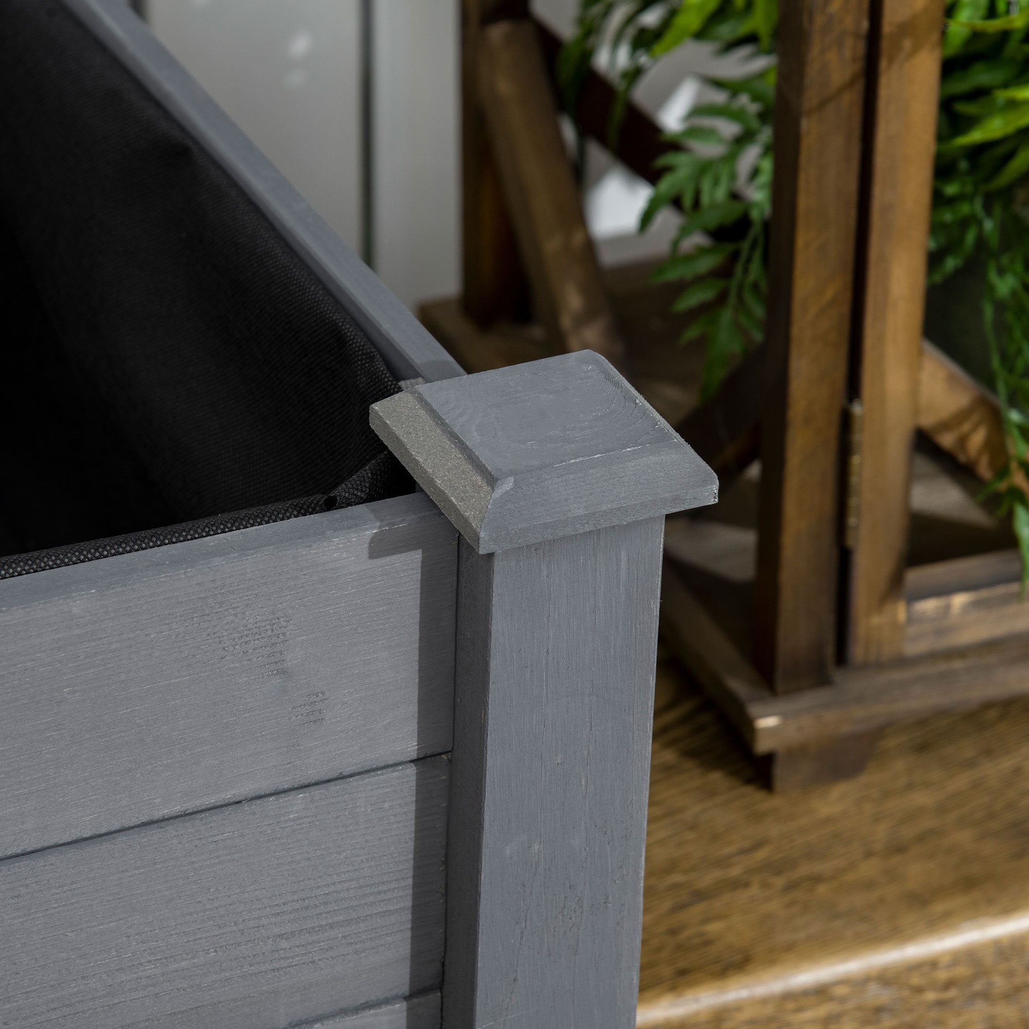 Outsunny Raised Garden Bed with Legs, 34' x 18' x 30', Elevated Wooden Planter Box, Self-Draining with Bed Liner for Vegetables, Herbs, and Flowers Backyard, Patio, Balcony Use, Dark Gray