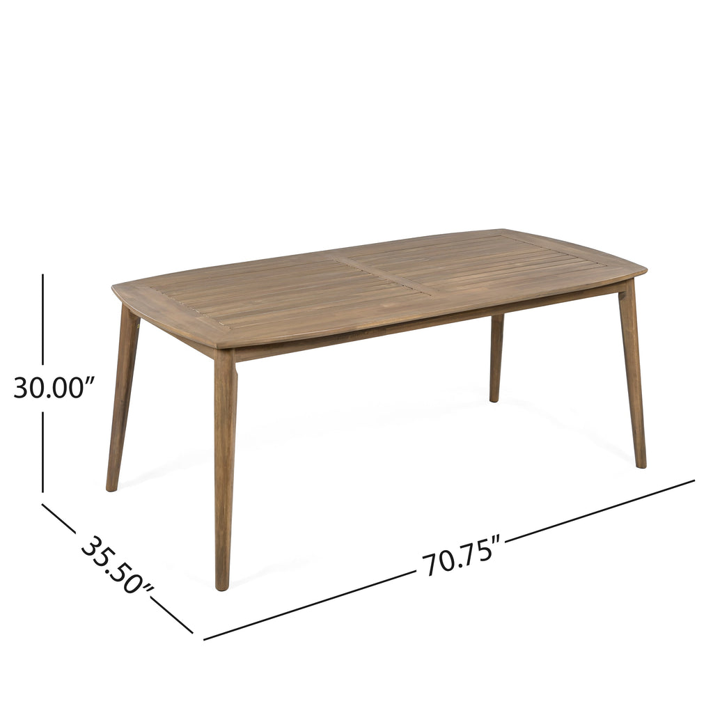 Acacia Wood Dining Table 8-Person Outdoor Table, Farmhouse Furniture for Patio, Garden, Backyard, Light Brown 180 LBS Weight Capacity 70.75'L