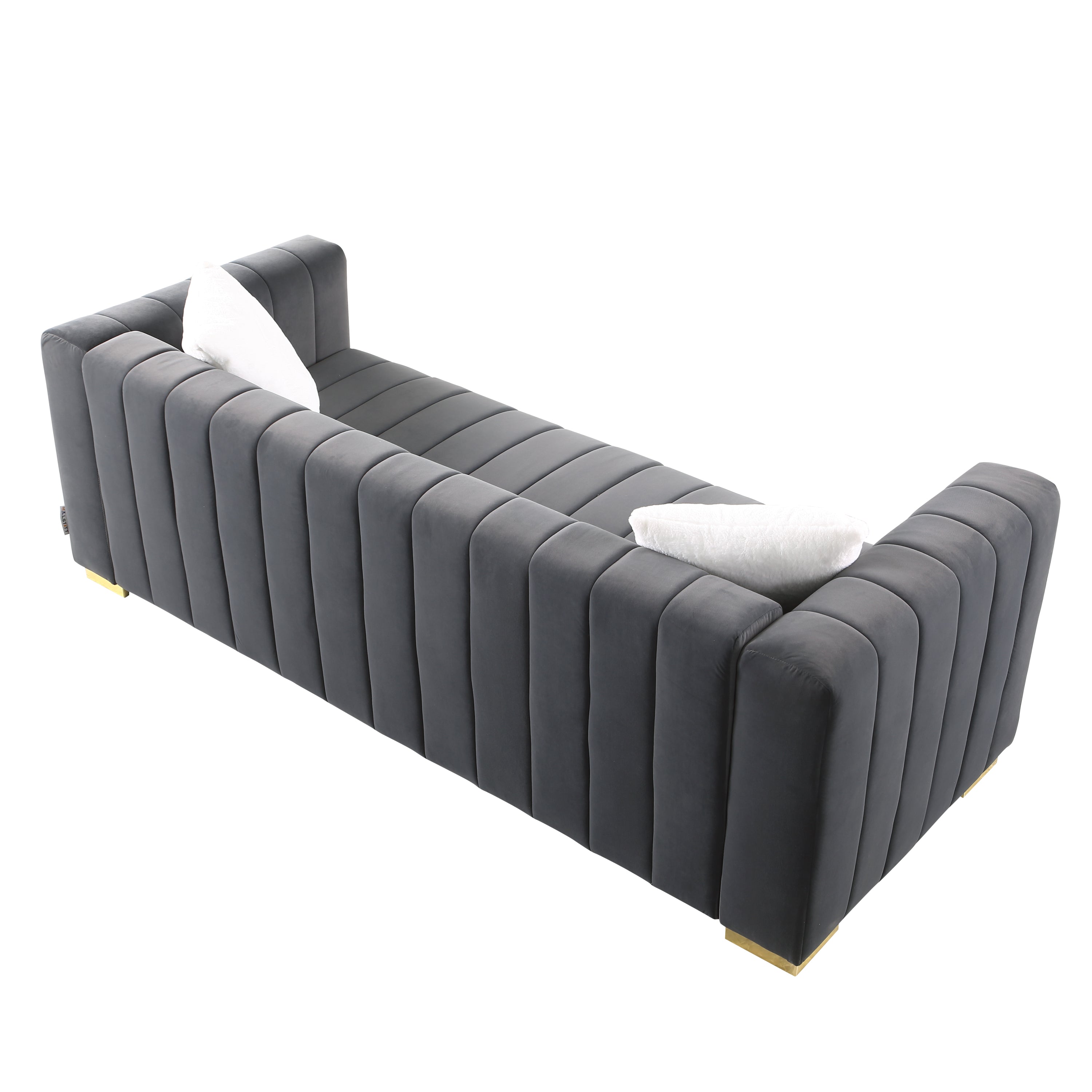 A modern  channel sofa  take on a traditional Chesterfield,Grey color,3 seater