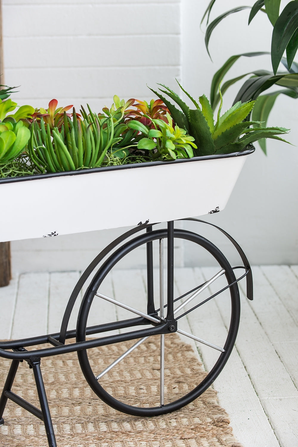 38.5x14.5x25.5' Black and White Bicycle Plant Stand Planter