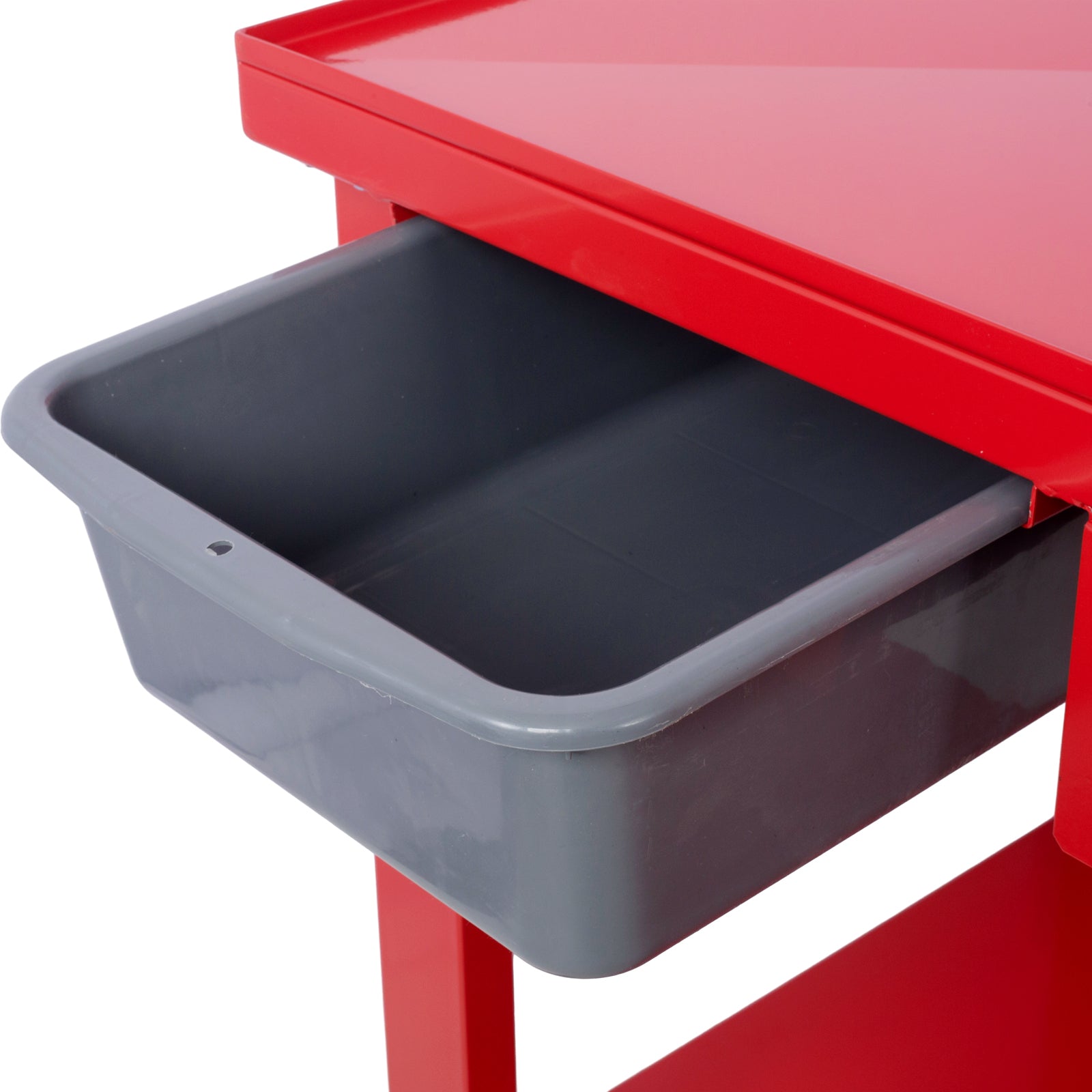 Transmission Teardown Work Station  1/2 Ton Capacity  Sloping Drain Table  Locking Drawer  Removable  Drain Basin Full-Width Lower Shelf  Four 4-Inch Caster Wheels