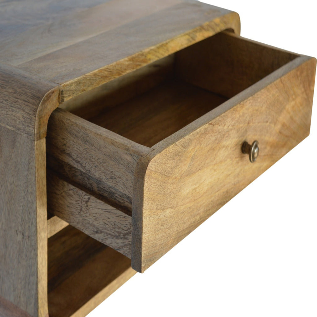 Solid Wood Floating Curve Open Slot, 1-Drawer, Nightstand, Oak