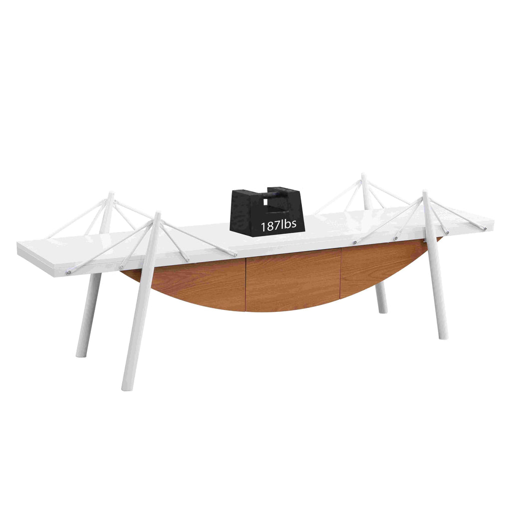Sailboat-Shaped TV Stand, 70.87 inch Modern Entertainment Center with Drawer, MDF Wood Media Console Table, Unique Nautical Design, Sturdy Metal Support, Storage Cabinet for Living Room and Office