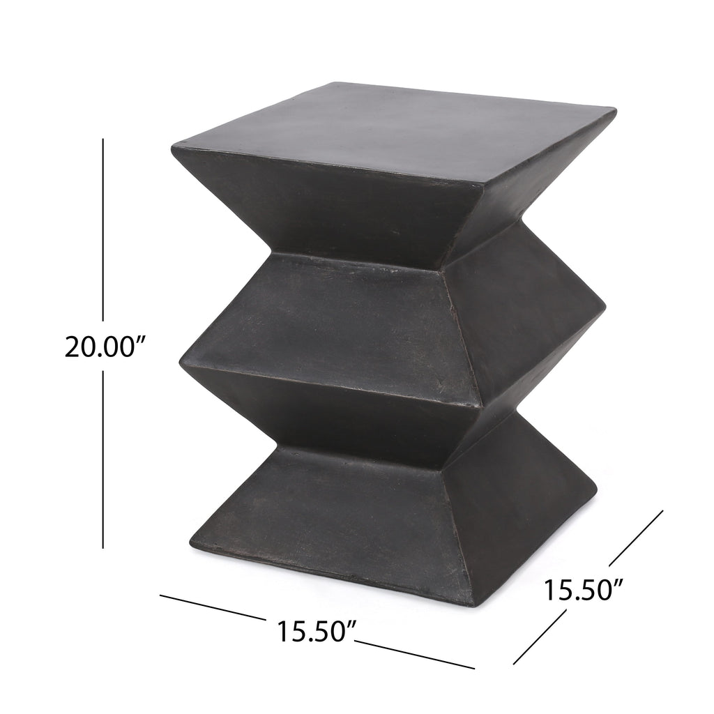 Modern Outdoor Lightweight Concrete Side Table with Geometric Design in Copper