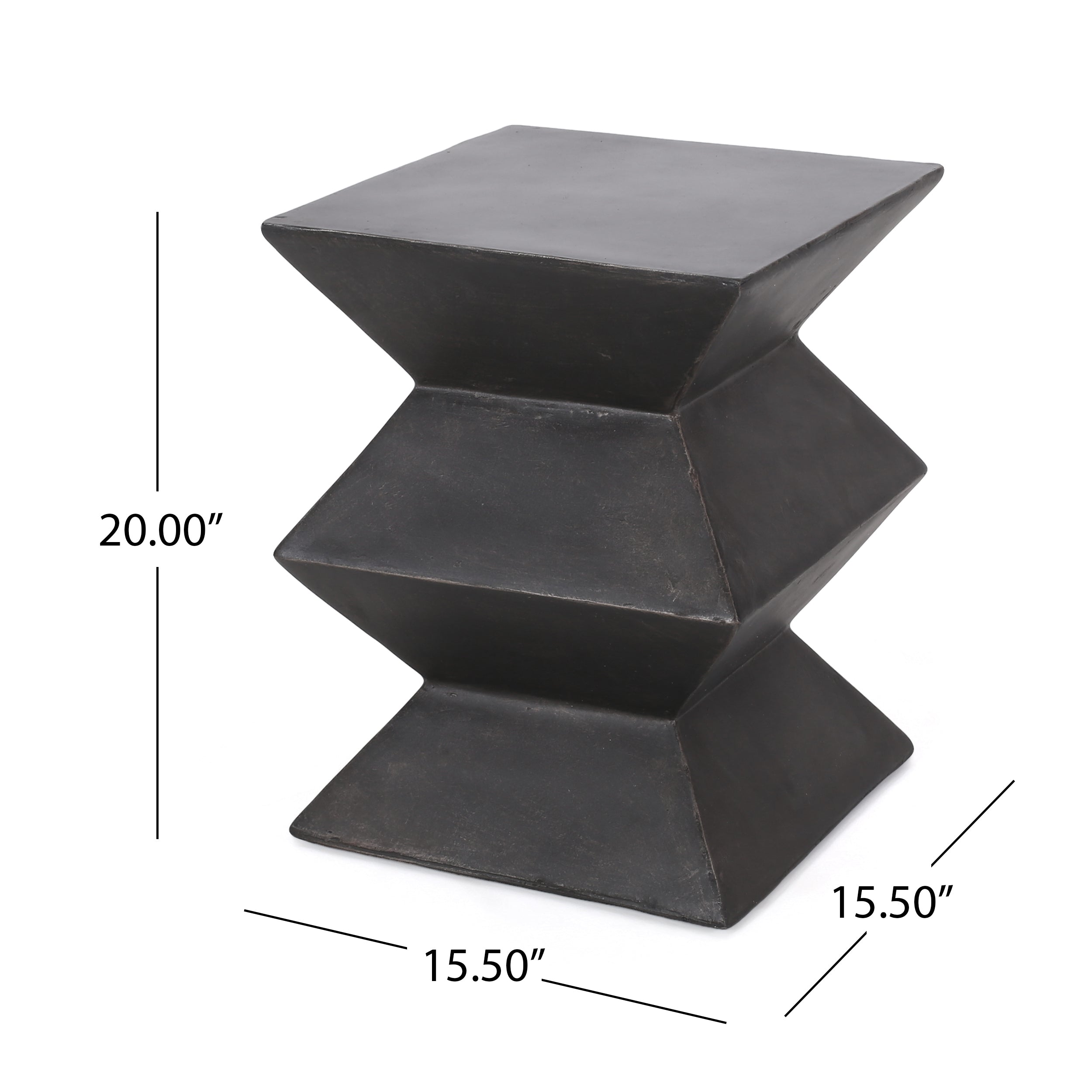 Modern Outdoor Lightweight Concrete Side Table with Geometric Design in Copper