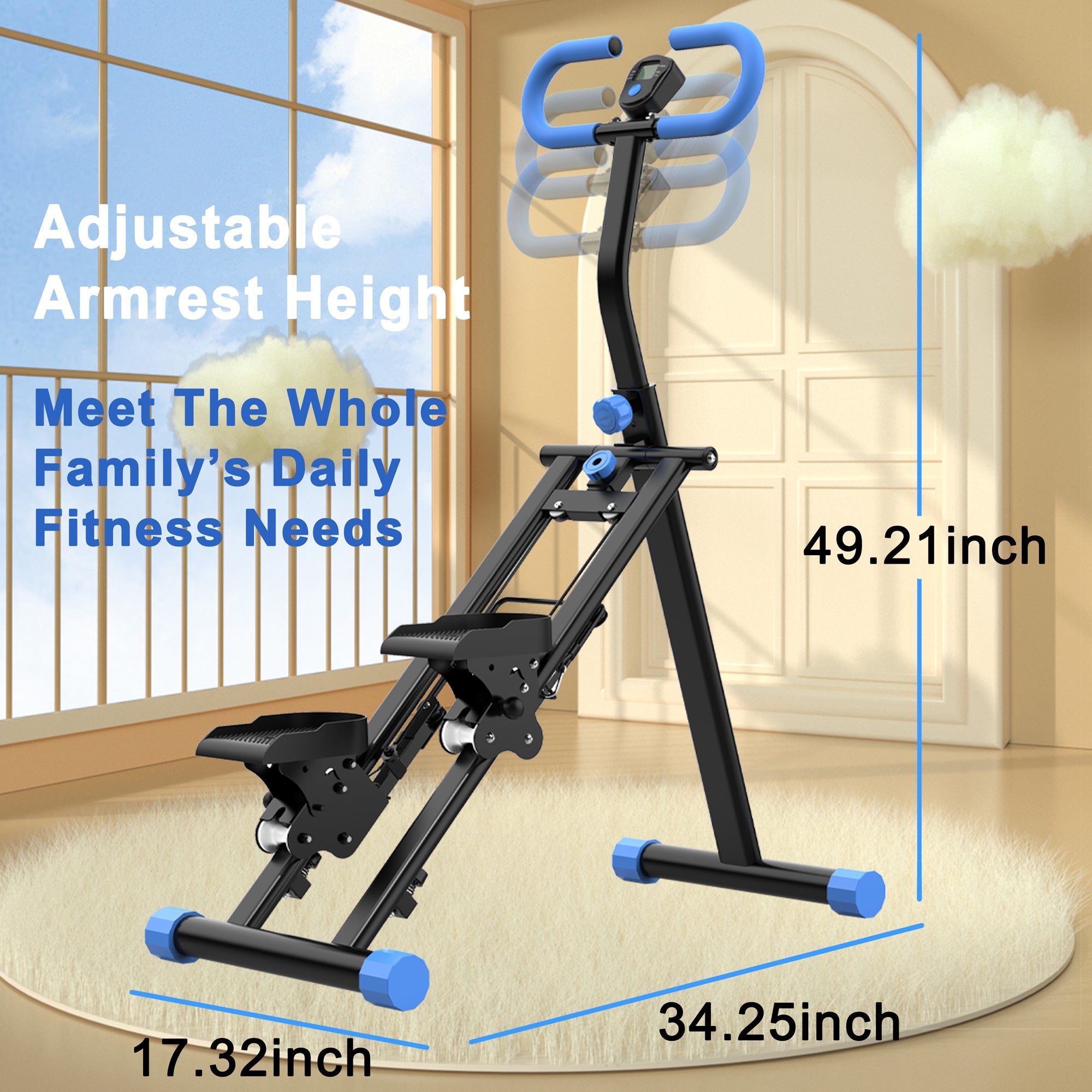 Stair Stepper for Home-Upgrade Vertical Climber Workout Machine for Full-Body Exercise Climber Fitness Equipment with Stable Frame Adjustable Handlebar-Blue