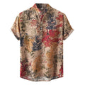 Printed Button Detail Short Sleeve Blouse