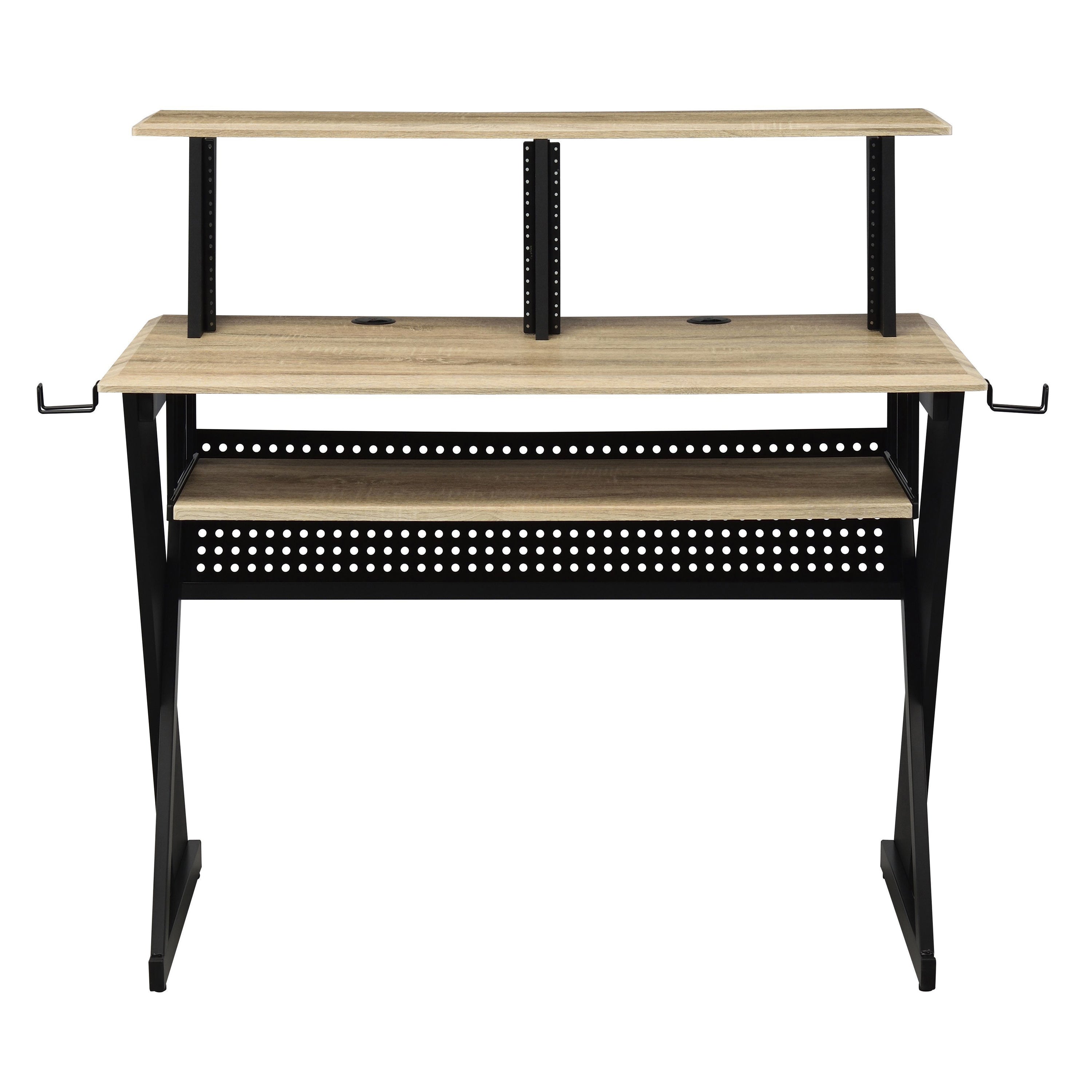 Natural and Black Music Desk with Cord Managements