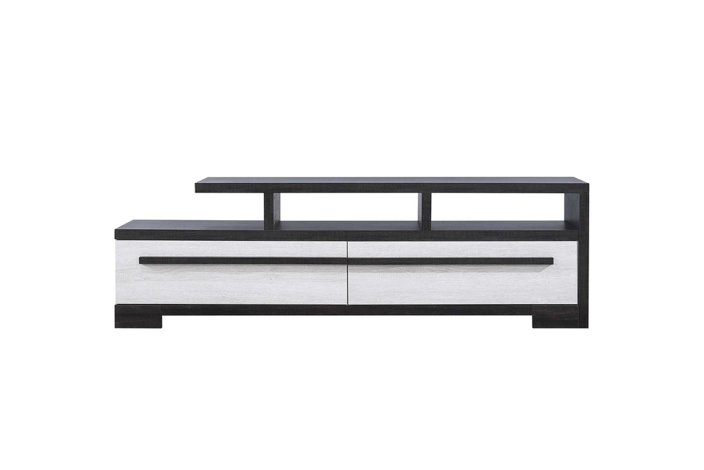 1pc Entertainment Console Modern Design Chalk Ebony Wood Finish Open Shelf Two Spacious Drawers TV Stand