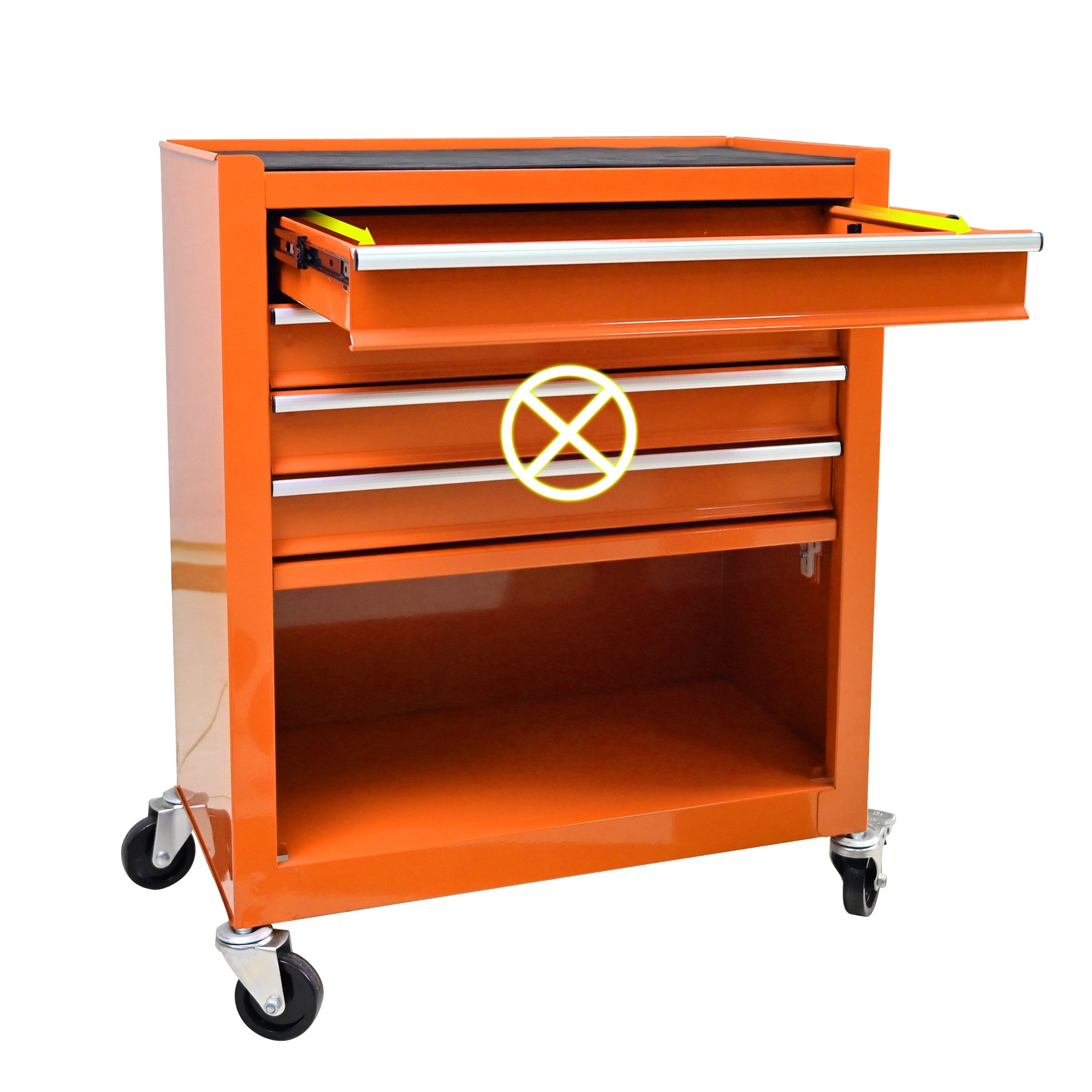 4 Drawers Multifunctional Tool Cart With Wheels-Orange