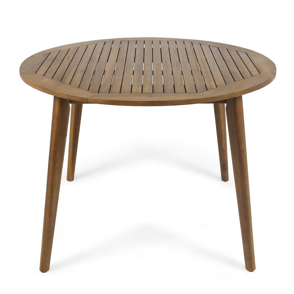 STAMFORD Modern Acacia Wood Dining Table with Straight Leg Base, Teak Finish, 47.25 Inches
