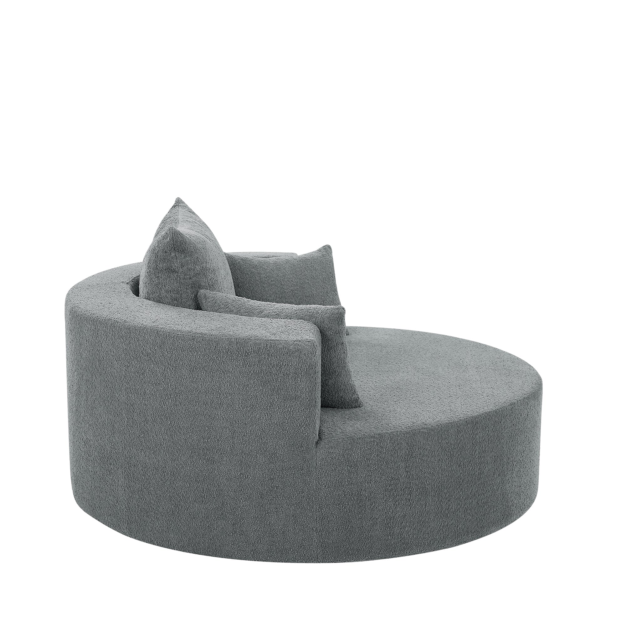 Modern Accent Swivel Barrel Chair with Removable Pillows, Grey Chenille, 56.3x56.3x35.5 in