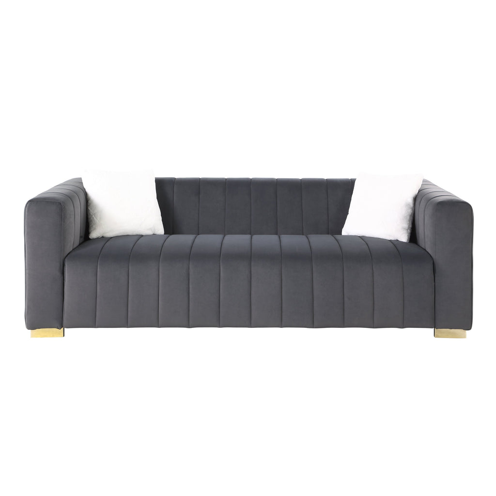 A modern  channel sofa  take on a traditional Chesterfield,Grey color,3 seater