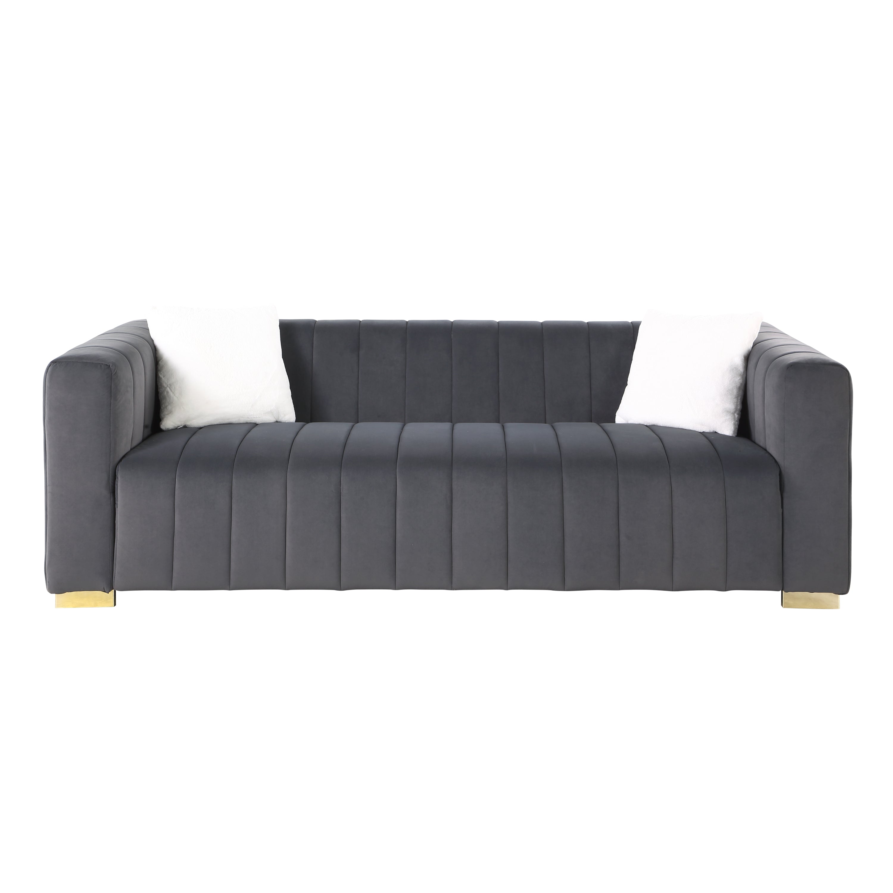 A modern  channel sofa  take on a traditional Chesterfield,Grey color,3 seater