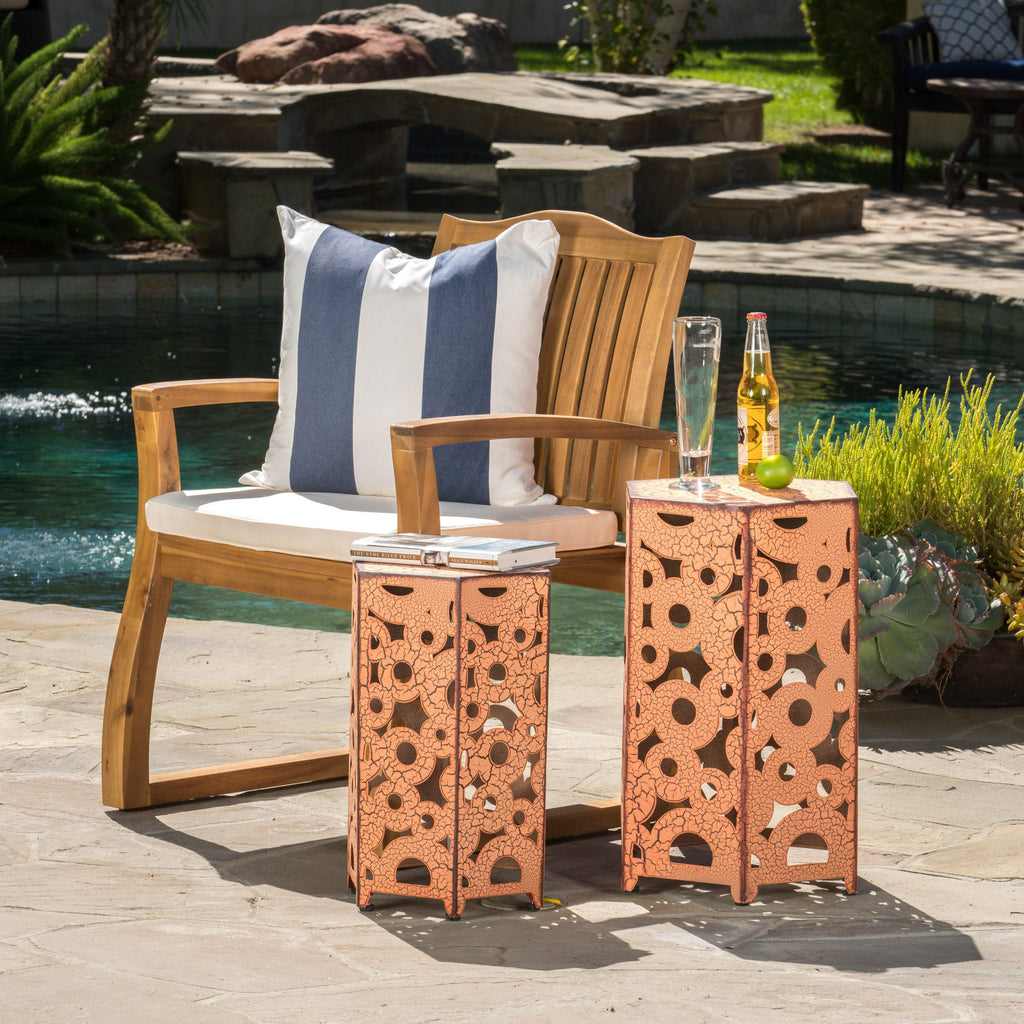 SELVA Accent Table Set - Iron Construction - Orange