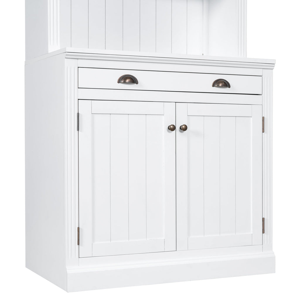 83.4"Tall Bookshelf with LED Lighting, Modern Bookcase with 2 Doors and 1 Drawer,Storage Bookcase with Open Shelves for Living Room,Home Office,White